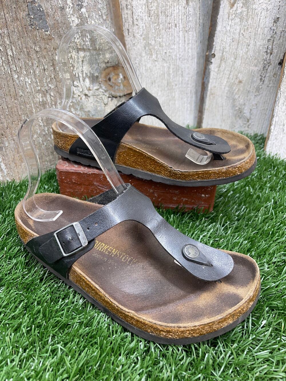 Birkenstock Gizeh Black Birko Flor Sandals EU38 US Women's 7